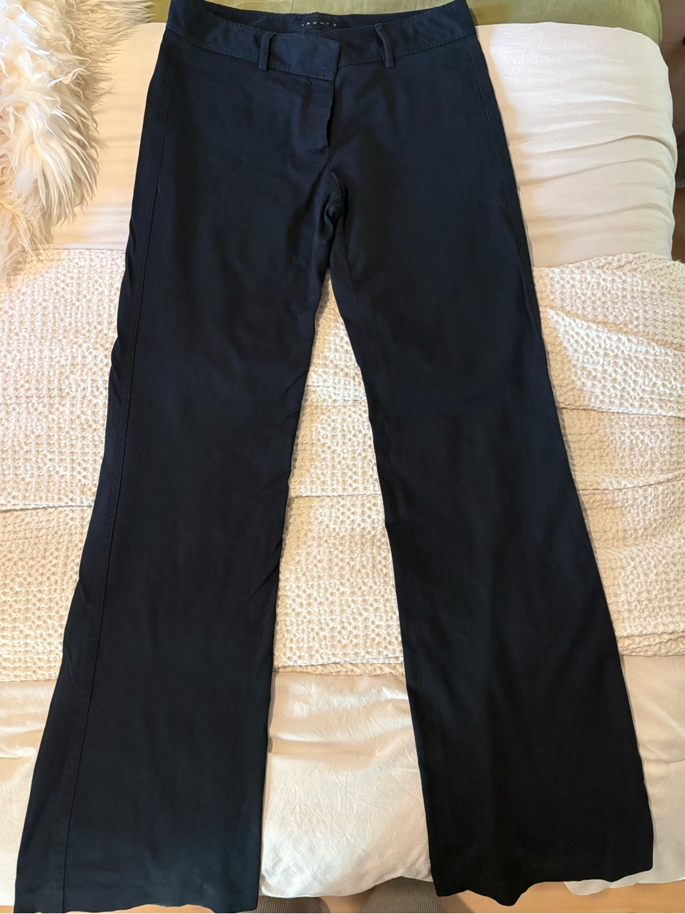 Theory Black Boot-Cut Wide-Leg Pants